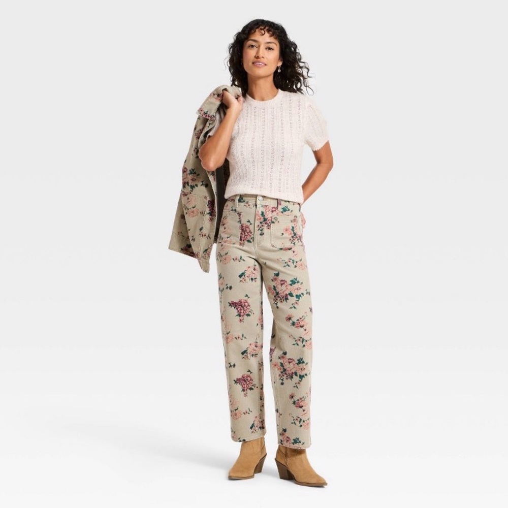 Highest-Rise Floral Sailor Straight Jeans from Universal Thread NWT sz16 - Picture 3 of 6
